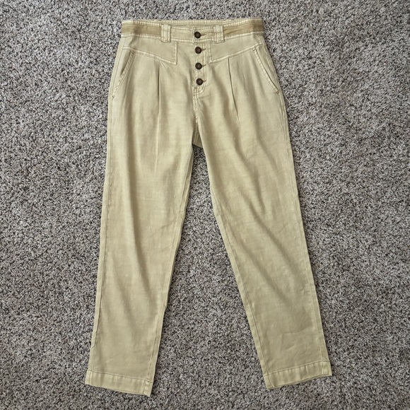 Sundance Quinn Linen Tencel High Rise Boho Causal Pants Tan Size 4 - Picture 2 of 7